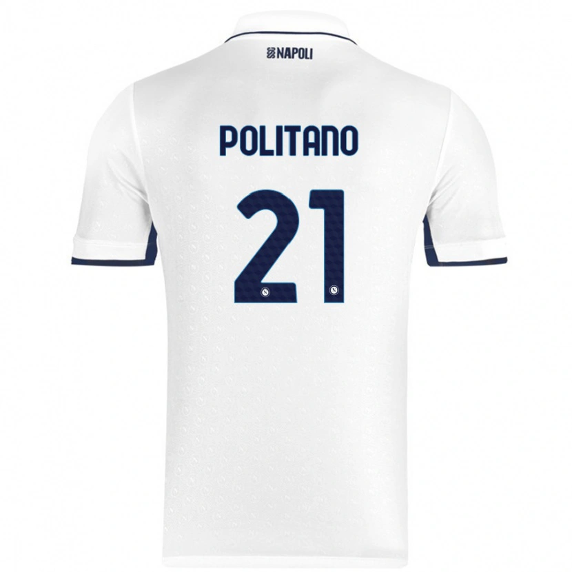 Danxen Kid Matteo Politano #21 White Royal Blue Away Jersey 2024/25 T-Shirt