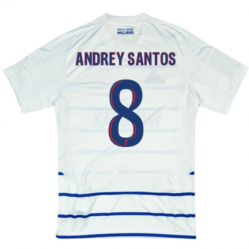 Danxen Kid Andrey Santos #8 White Blue Away Jersey 2024/25 T-Shirt