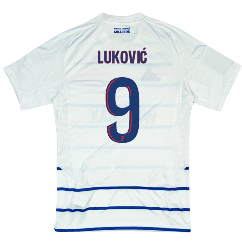 Danxen Kid Milos Lukovic #9 White Blue Away Jersey 2024/25 T-Shirt