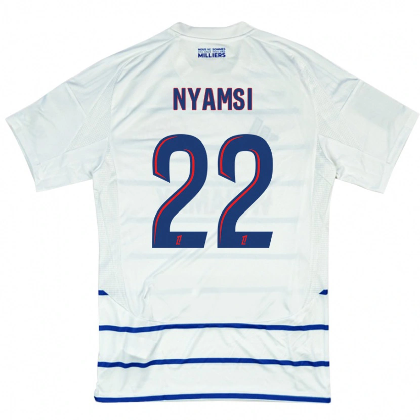 Danxen Kid Gerzino Nyamsi #22 White Blue Away Jersey 2024/25 T-Shirt