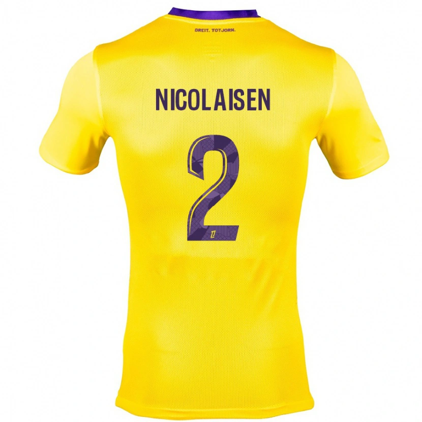 Danxen Kid Rasmus Nicolaisen #2 Yellow Purple Away Jersey 2024/25 T-Shirt