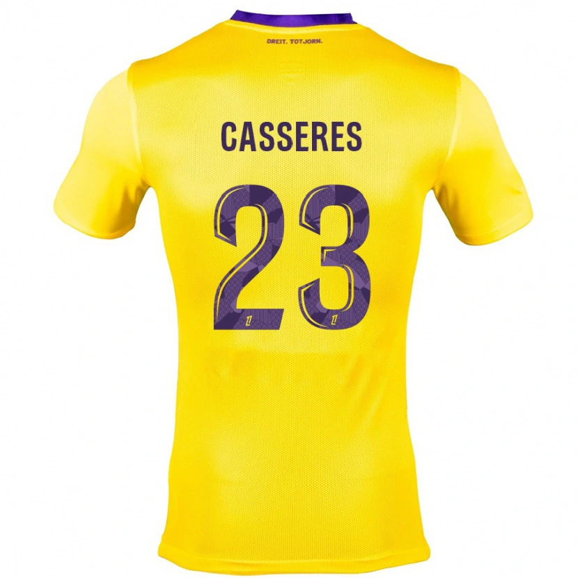 Danxen Kid Cristian Cásseres Jr. #23 Yellow Purple Away Jersey 2024/25 T-Shirt