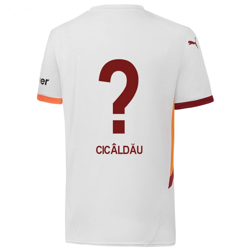 Danxen Kid Alexandru Cicâldău #0 White Yellow Red Away Jersey 2024/25 T-Shirt