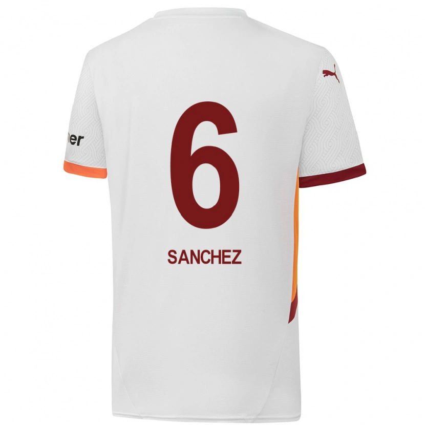 Danxen Kid Davinson Sánchez #6 White Yellow Red Away Jersey 2024/25 T-Shirt