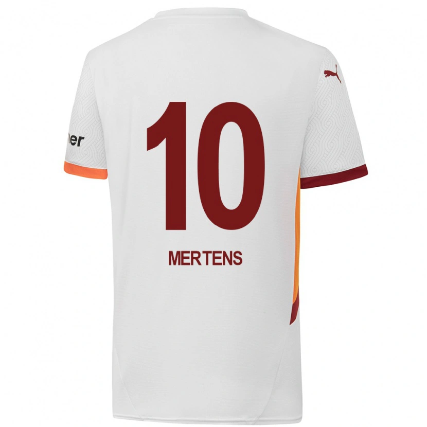 Danxen Kid Dries Mertens #10 White Yellow Red Away Jersey 2024/25 T-Shirt