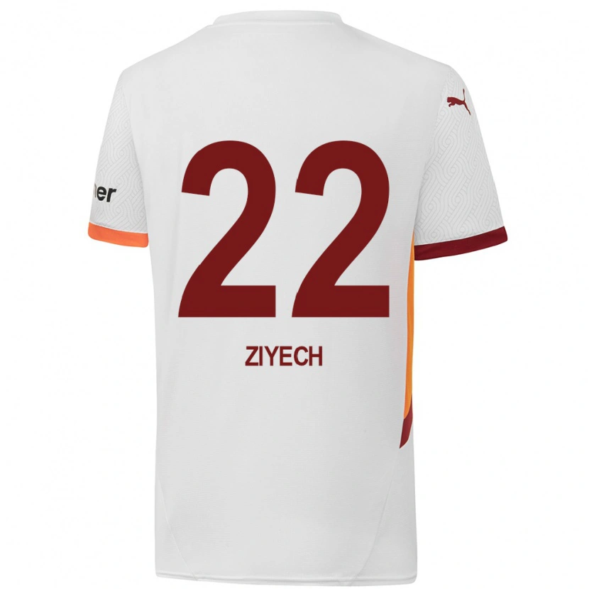 Danxen Kid Hakim Ziyech #22 White Yellow Red Away Jersey 2024/25 T-Shirt