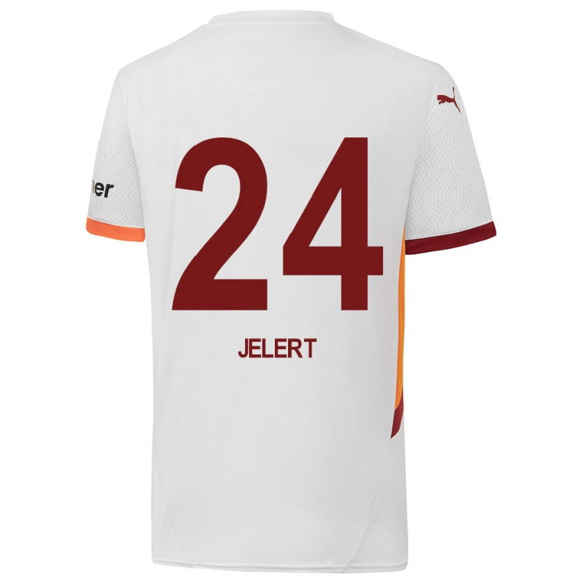 Danxen Kid Elias Jelert #24 White Yellow Red Away Jersey 2024/25 T-Shirt