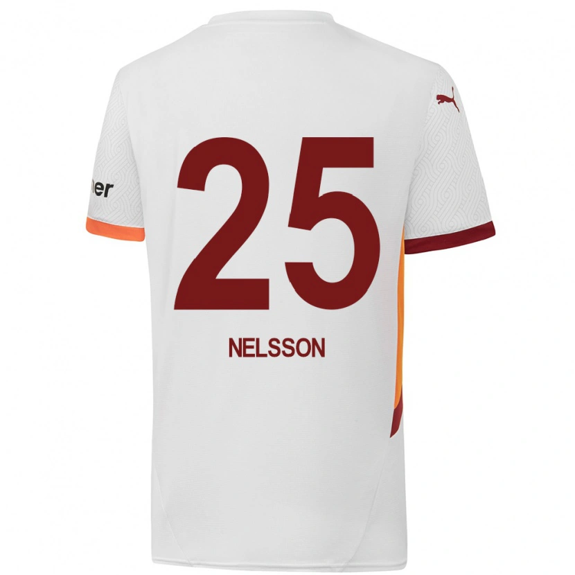 Danxen Kid Victor Nelsson #25 White Yellow Red Away Jersey 2024/25 T-Shirt