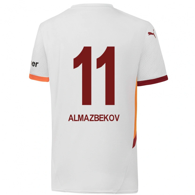 Danxen Kid Beknaz Almazbekov #11 White Yellow Red Away Jersey 2024/25 T-Shirt