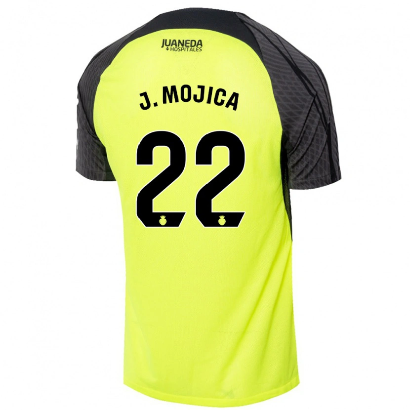 Danxen Kid Johan Mojica #22 Fluorescent Green Black Away Jersey 2024/25 T-Shirt