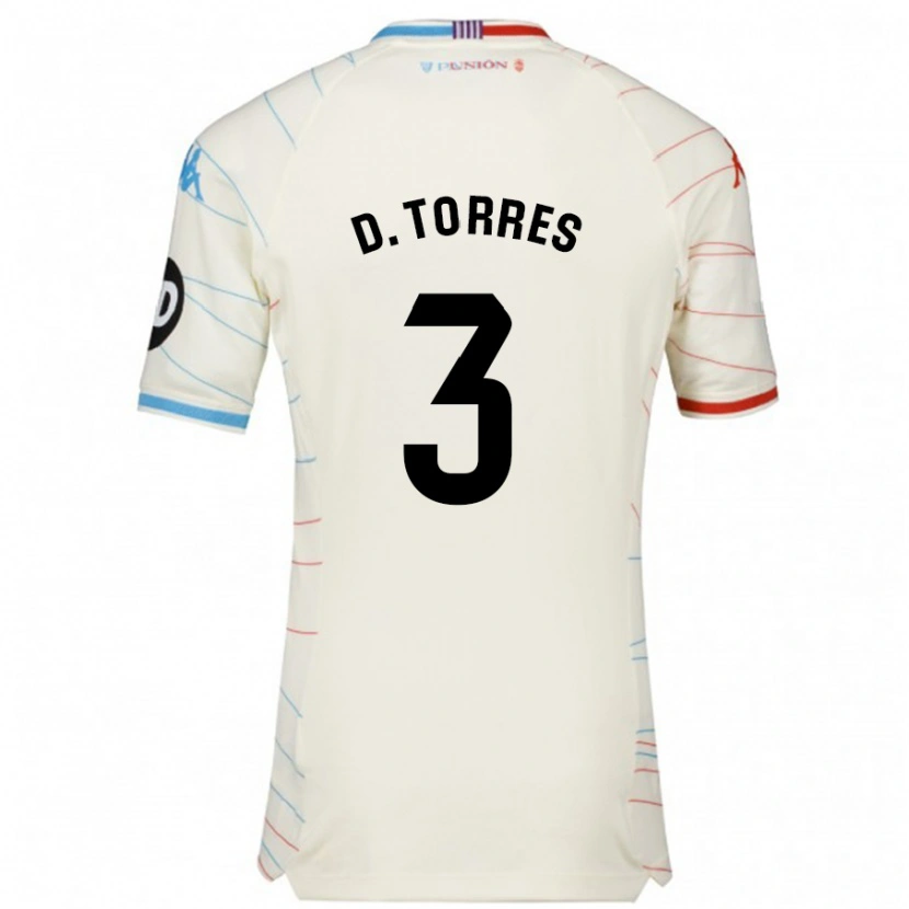 Danxen Kid David Torres #3 White Red Blue Away Jersey 2024/25 T-Shirt