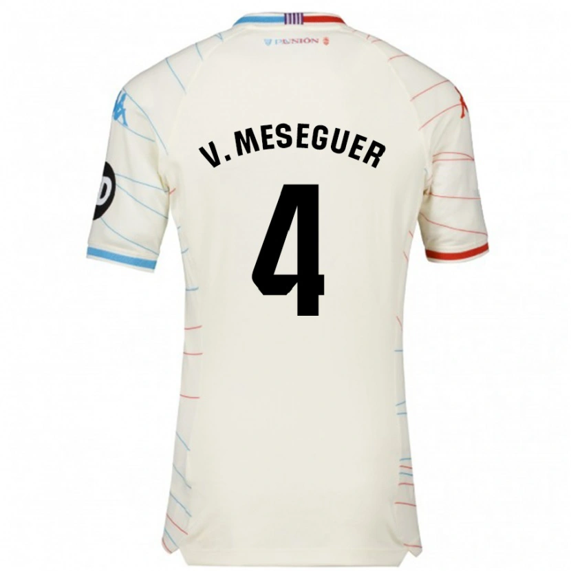 Danxen Kid Víctor Meseguer #4 White Red Blue Away Jersey 2024/25 T-Shirt