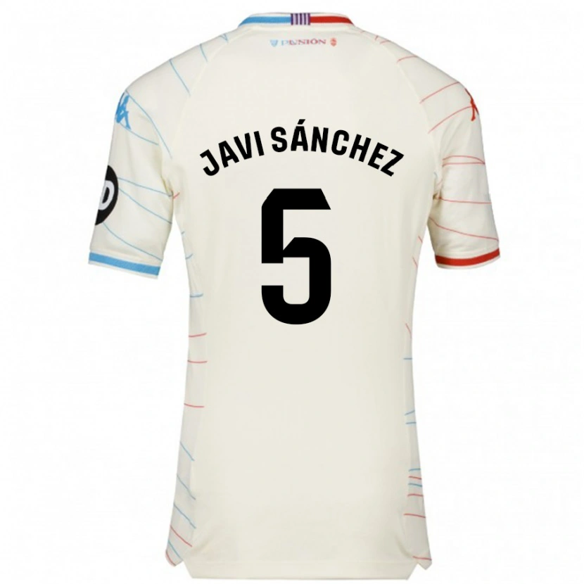 Danxen Kid Javi Sánchez #5 White Red Blue Away Jersey 2024/25 T-Shirt