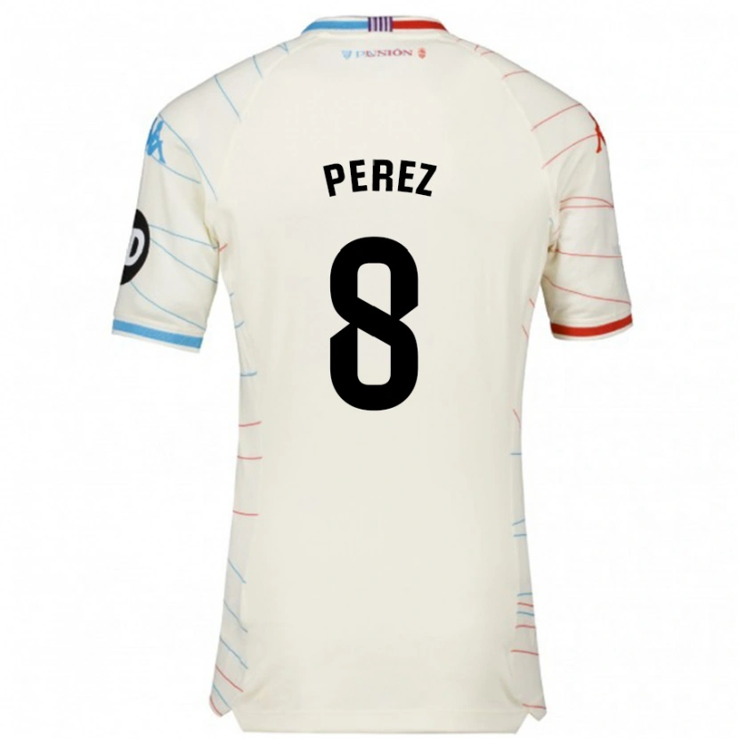 Danxen Kid Kike Pérez #8 White Red Blue Away Jersey 2024/25 T-Shirt