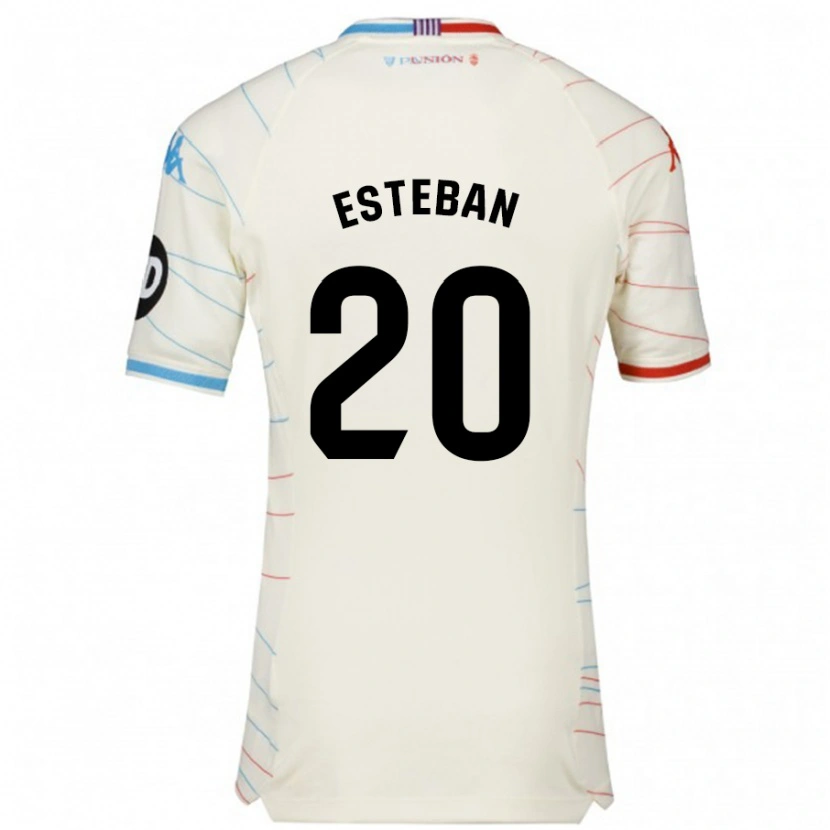 Danxen Kid Sergio Esteban #20 White Red Blue Away Jersey 2024/25 T-Shirt