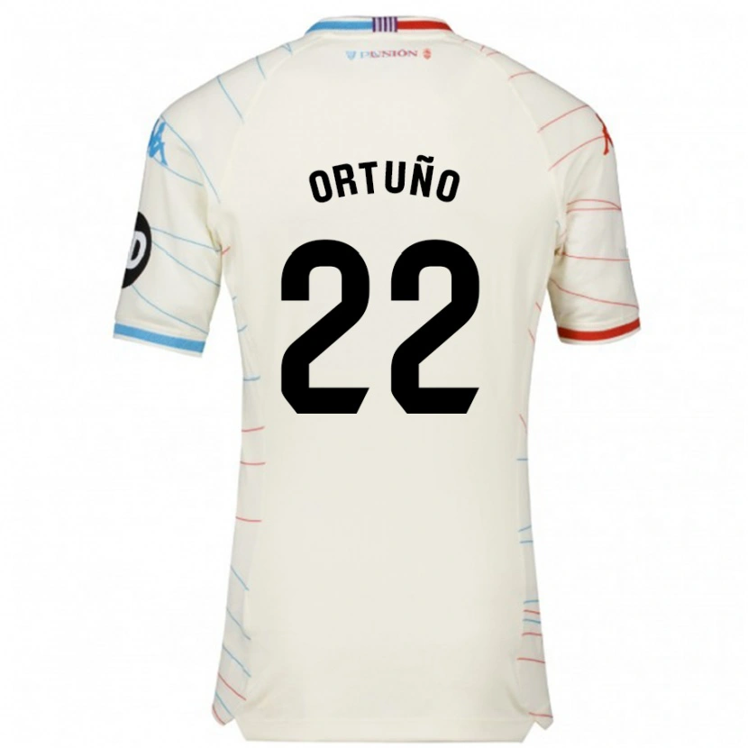 Danxen Kid Fran Ortuño #22 White Red Blue Away Jersey 2024/25 T-Shirt