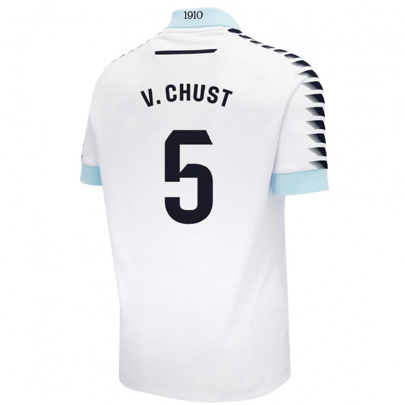 Danxen Kid Víctor Chust #5 White Blue Away Jersey 2024/25 T-Shirt