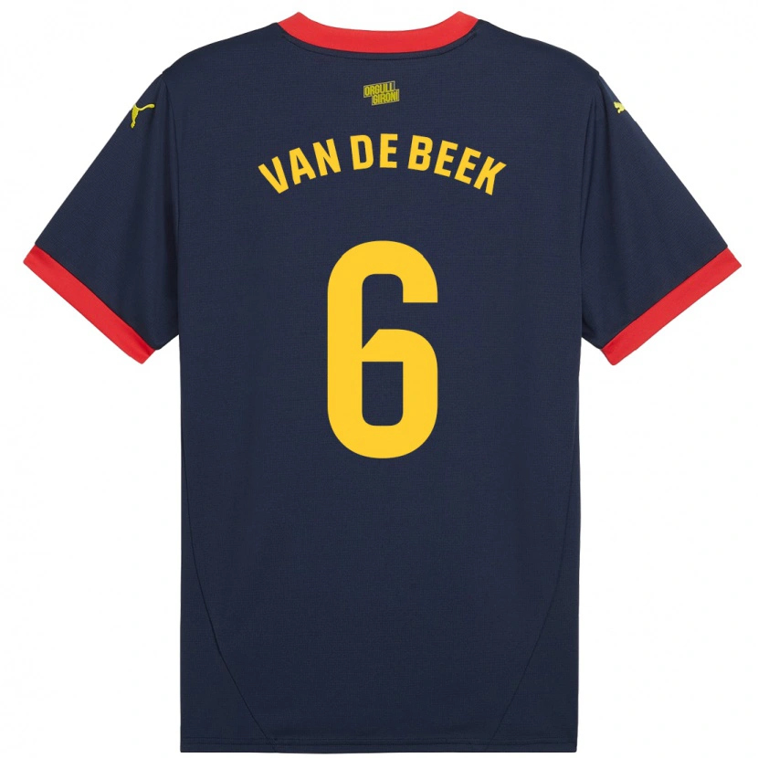 Danxen Kid Donny Van De Beek #6 Navy Red Away Jersey 2024/25 T-Shirt