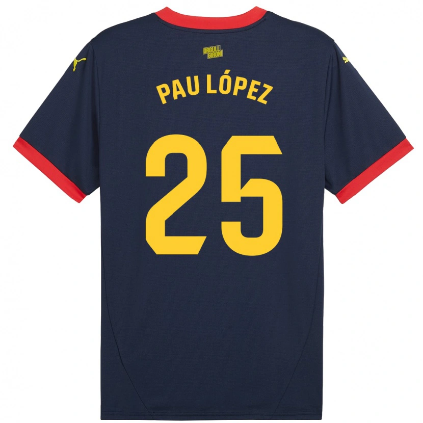 Danxen Kid Pau López #25 Navy Red Away Jersey 2024/25 T-Shirt