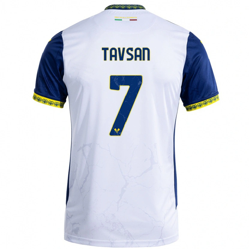 Danxen Kid Elayis Tavsan #7 White Blue Away Jersey 2024/25 T-Shirt