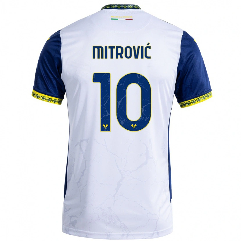 Danxen Kid Stefan Mitrović #10 White Blue Away Jersey 2024/25 T-Shirt