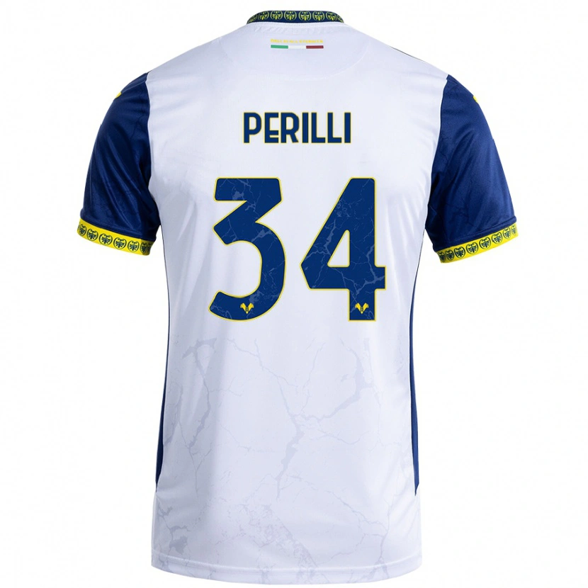 Danxen Kid Simone Perilli #34 White Blue Away Jersey 2024/25 T-Shirt