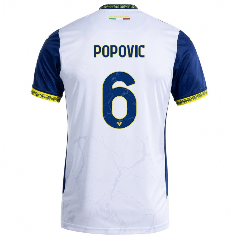 Danxen Kid Andrej Popovic #6 White Blue Away Jersey 2024/25 T-Shirt