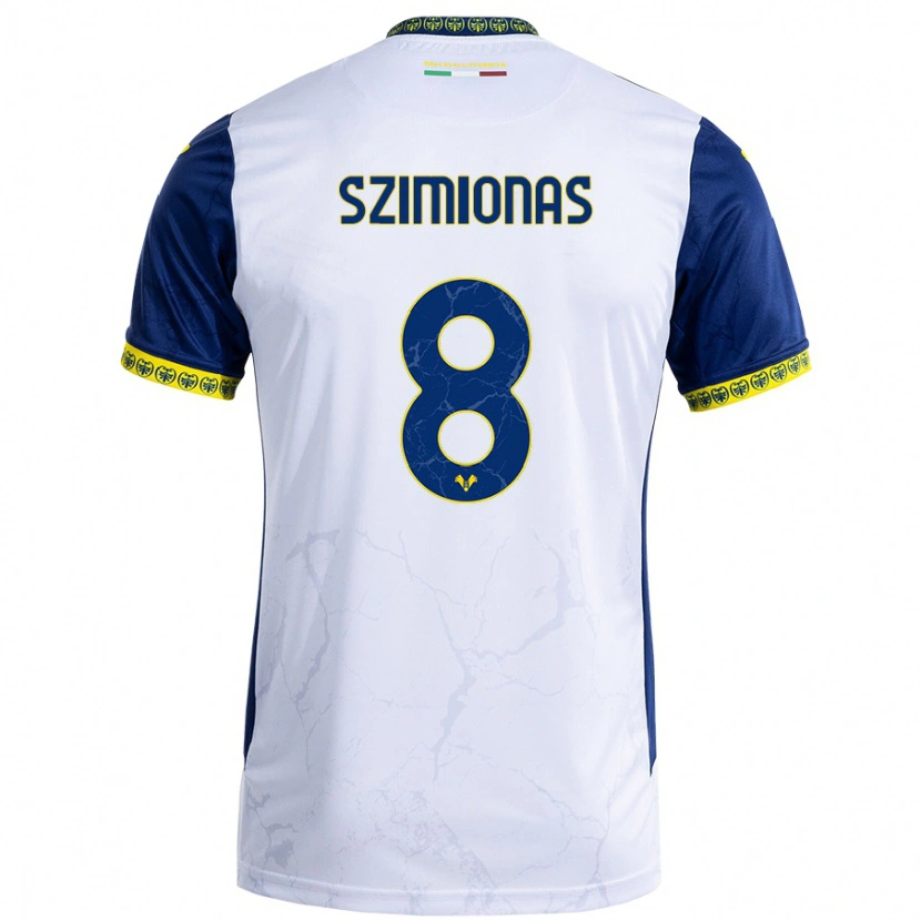 Danxen Kid Luca Szimionaș #8 White Blue Away Jersey 2024/25 T-Shirt