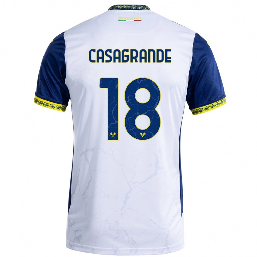 Danxen Kid Davide Casagrande #18 White Blue Away Jersey 2024/25 T-Shirt