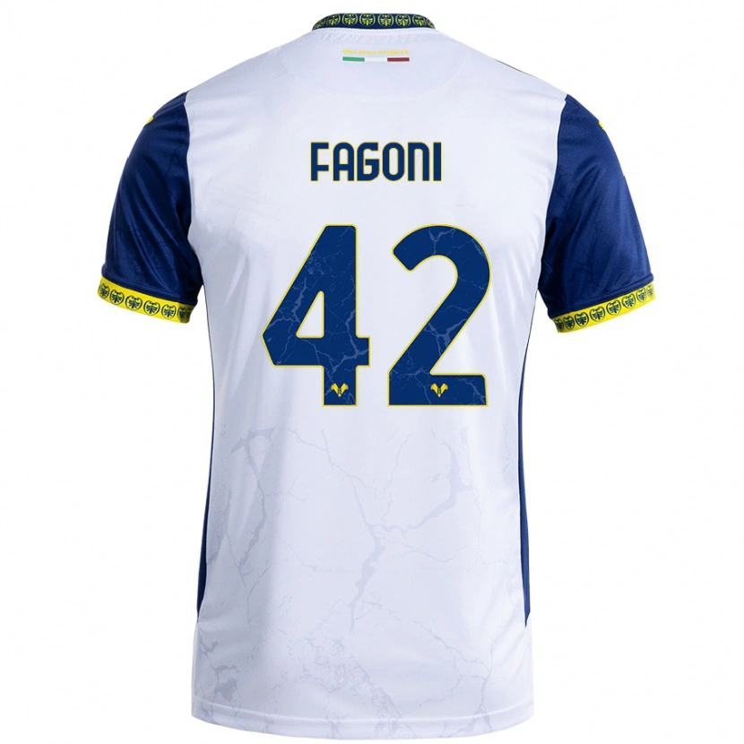 Danxen Kid Marco Fagoni #42 White Blue Away Jersey 2024/25 T-Shirt