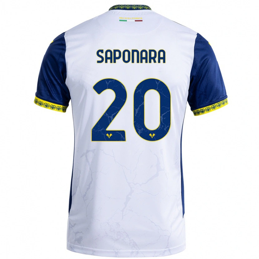 Danxen Kid Riccardo Saponara #20 White Blue Away Jersey 2024/25 T-Shirt