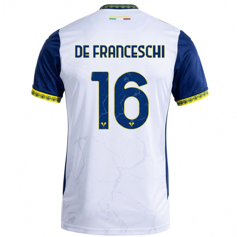 Danxen Kid Edoardo De Franceschi #16 White Blue Away Jersey 2024/25 T-Shirt