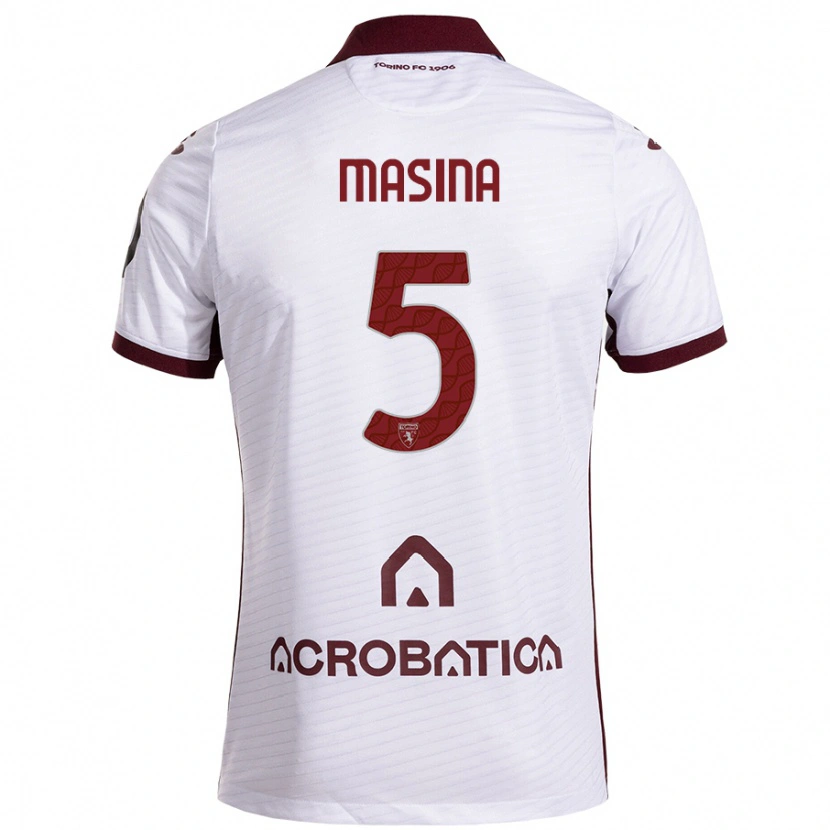 Danxen Kid Adam Masina #5 White Maroon Away Jersey 2024/25 T-Shirt