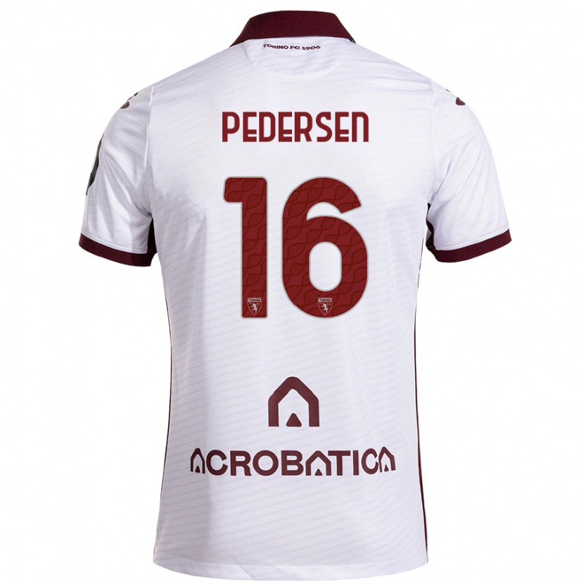 Danxen Kid Marcus Pedersen #16 White Maroon Away Jersey 2024/25 T-Shirt