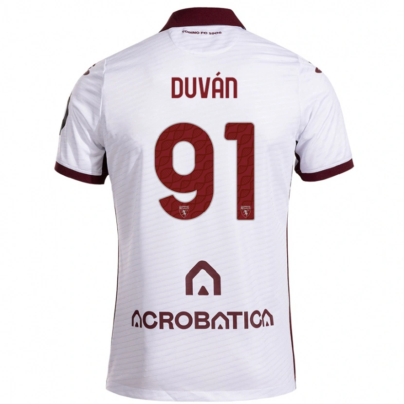 Danxen Kid Duván Zapata #91 White Maroon Away Jersey 2024/25 T-Shirt