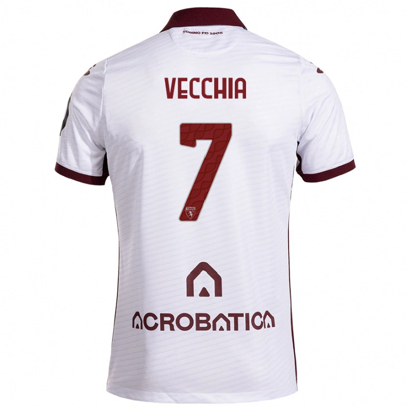 Danxen Kid Marco Dalla Vecchia #7 White Maroon Away Jersey 2024/25 T-Shirt