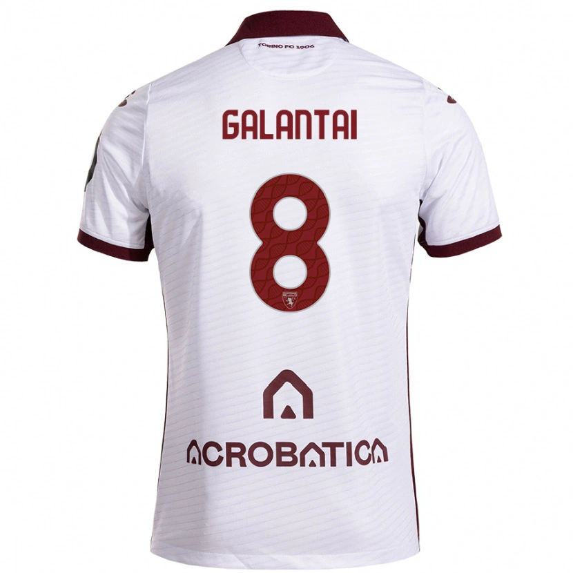 Danxen Kid Tamás Galántai #8 White Maroon Away Jersey 2024/25 T-Shirt