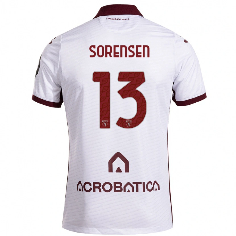 Danxen Kid Ben Sørensen #13 White Maroon Away Jersey 2024/25 T-Shirt