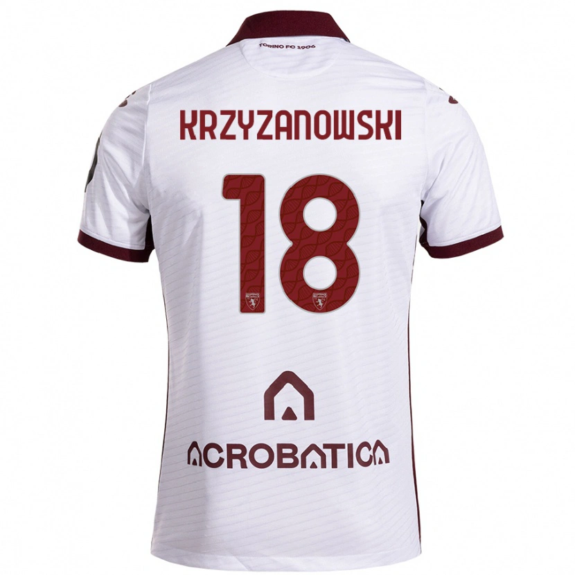 Danxen Kid Jakub Krzyzanowski #18 White Maroon Away Jersey 2024/25 T-Shirt