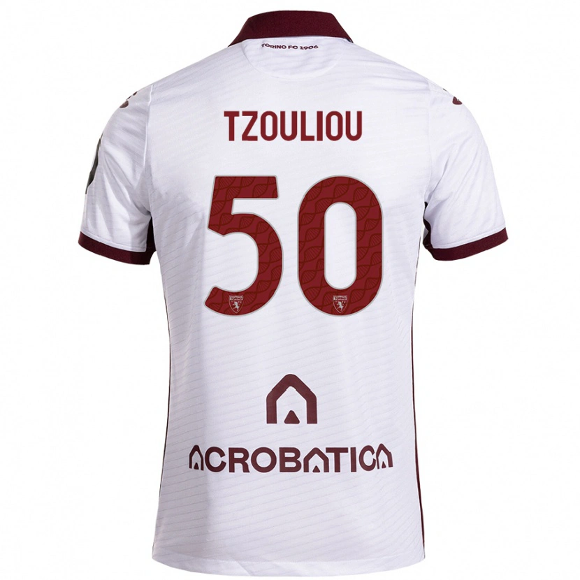 Danxen Kid Dimitrianos Tzouliou #50 White Maroon Away Jersey 2024/25 T-Shirt