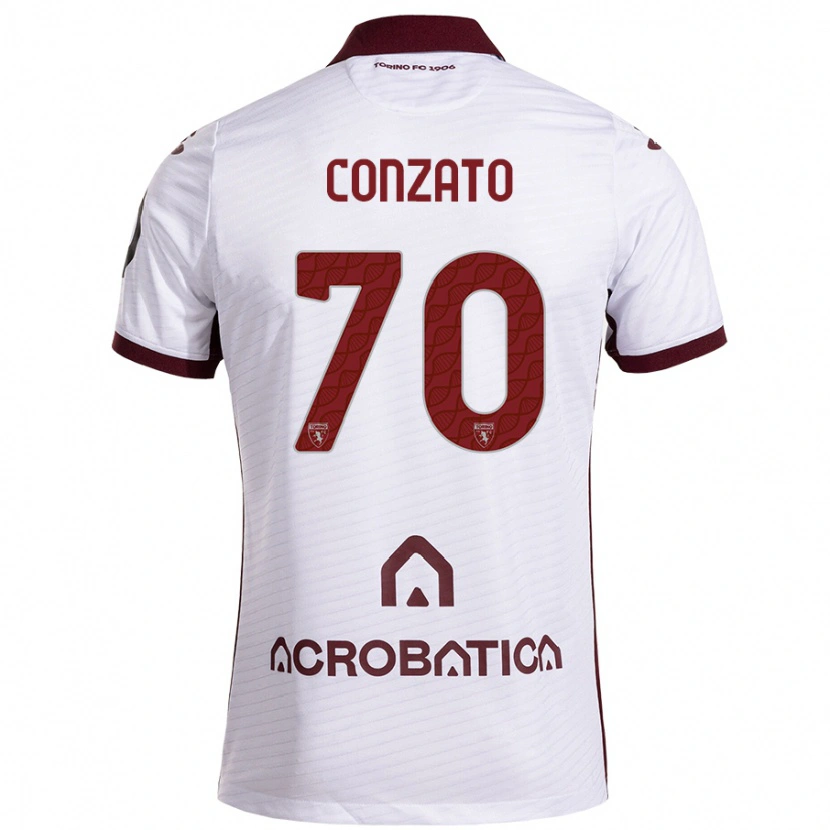 Danxen Kid Filippo Conzato #70 White Maroon Away Jersey 2024/25 T-Shirt