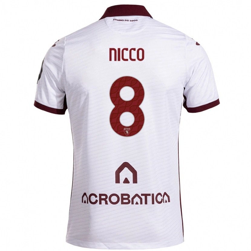 Danxen Kid Giada Nicco #8 White Maroon Away Jersey 2024/25 T-Shirt