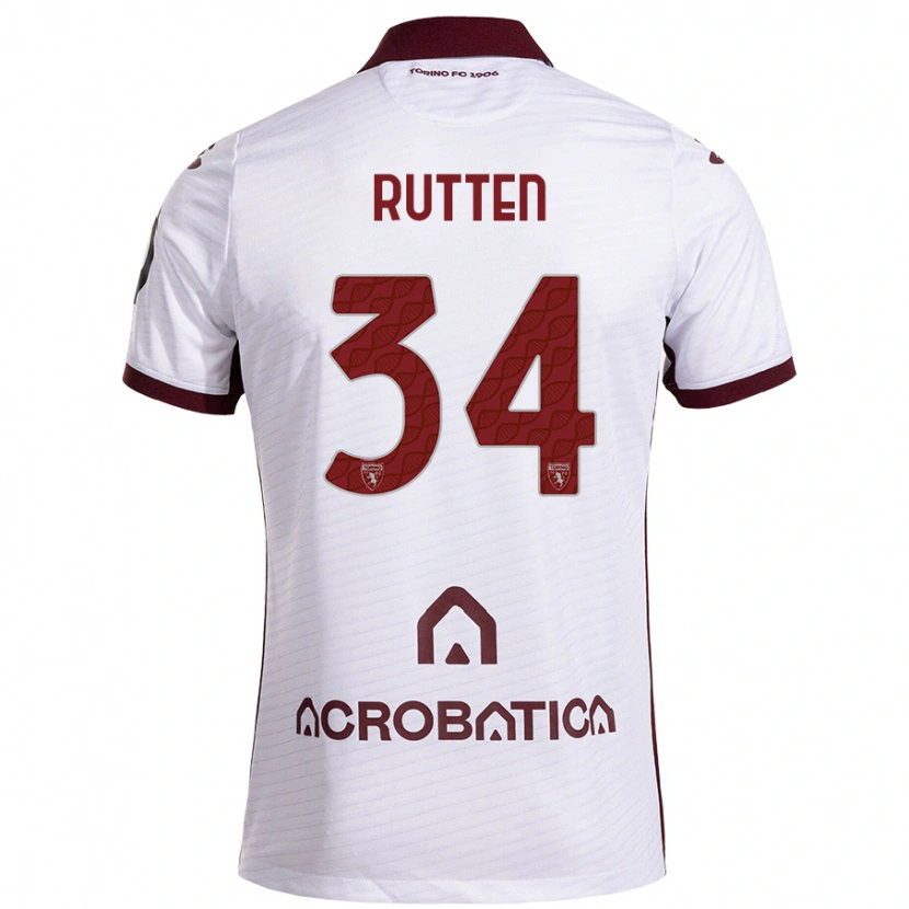 Danxen Kid Jill Rutten #34 White Maroon Away Jersey 2024/25 T-Shirt