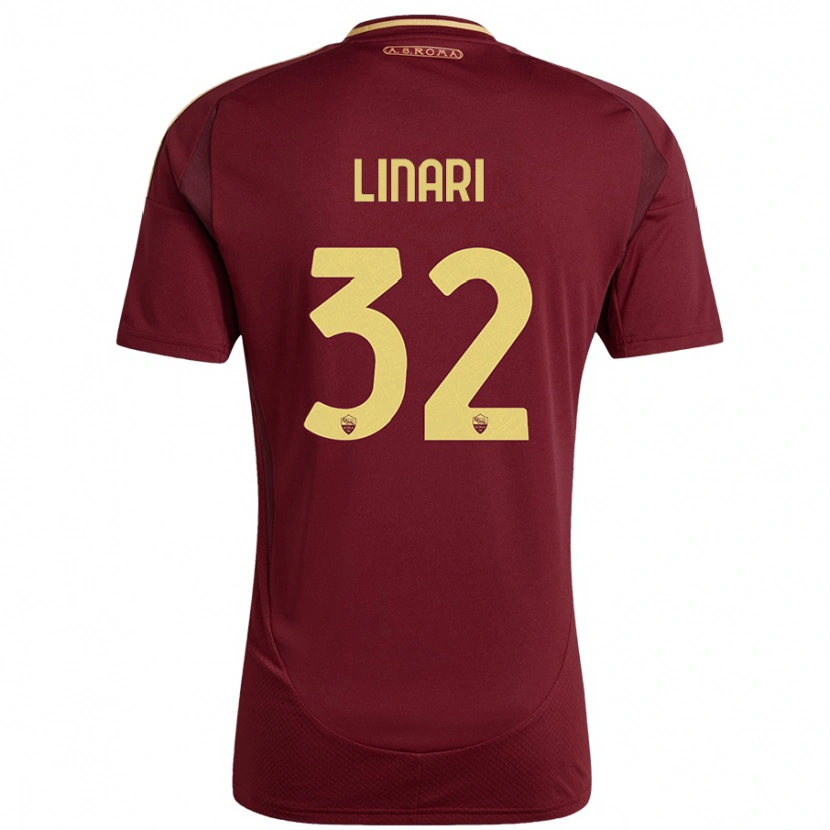 Danxen Men Elena Linari #32 Red Brown Gold Home Jersey 2024/25 T-Shirt