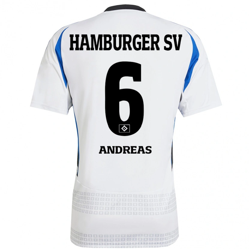 Danxen Men Noah Andreas #6 White Blue Home Jersey 2024/25 T-Shirt