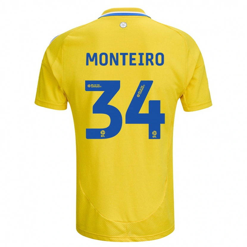 Danxen Men Diogo Monteiro #34 Yellow Blue Away Jersey 2024/25 T-Shirt