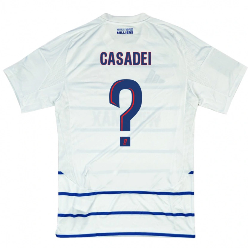 Danxen Men Alexis Casadei #0 White Blue Away Jersey 2024/25 T-Shirt