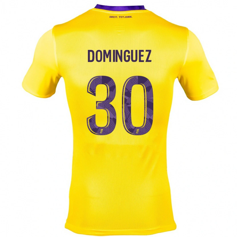 Danxen Men Álex Domínguez #30 Yellow Purple Away Jersey 2024/25 T-Shirt