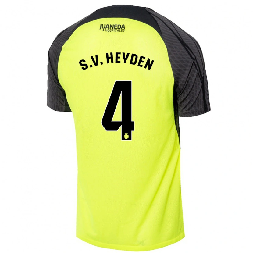 Danxen Men Siebe Van Der Heyden #4 Fluorescent Green Black Away Jersey 2024/25 T-Shirt