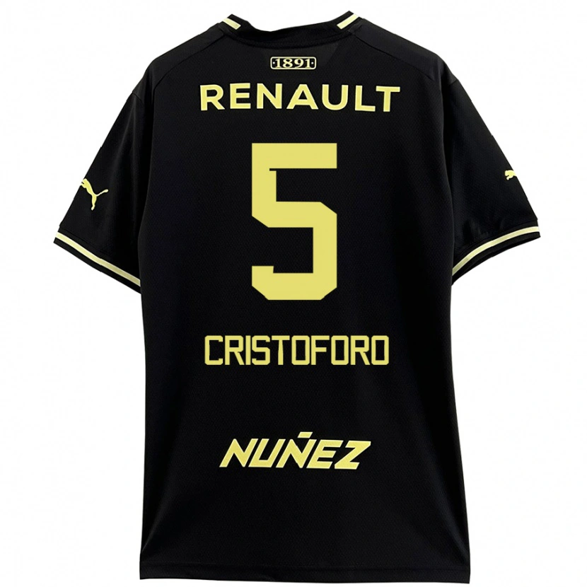 Danxen Men Sebastián Cristóforo #5 Black Yellow Away Jersey 2024/25 T-Shirt